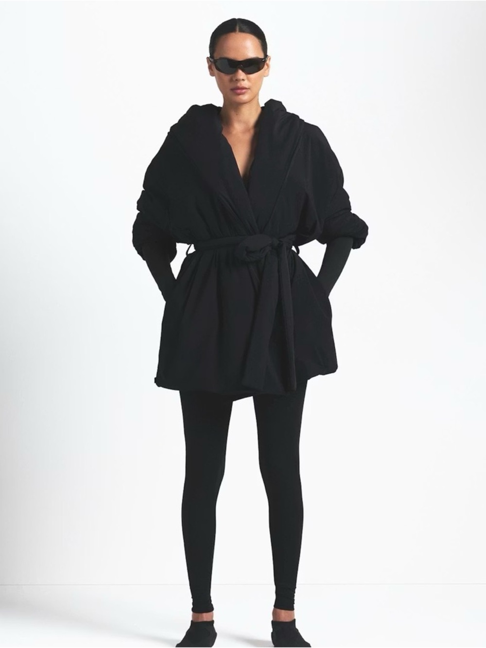 NIKE X SKIMS  Wrap Coat Belted Woven Nylon SIZE M